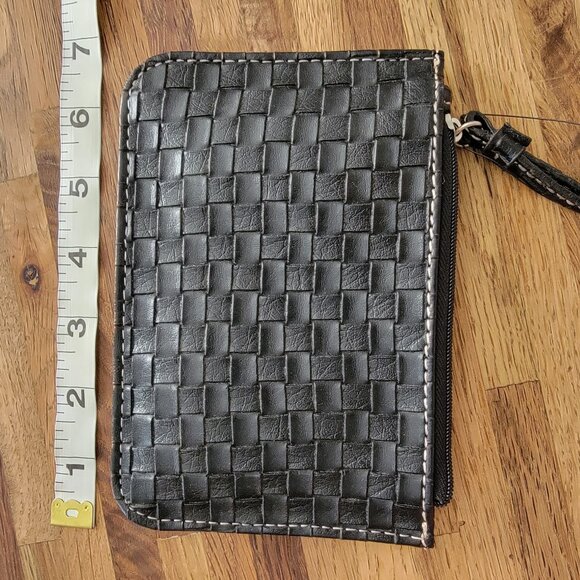 Wilson's Leather Black Woven Style Wristlet/Coin Wallet Cashwrap - Picture 5 of 8